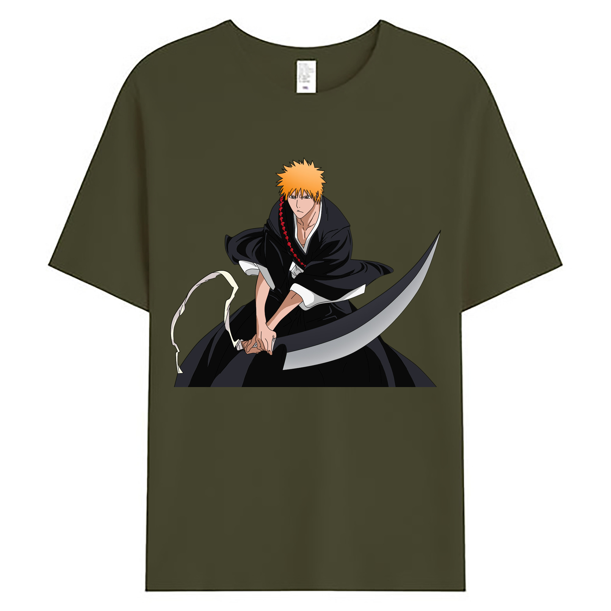 （画像用） ブリーチ 黒崎一護（くろさき いちご）BLEACH Kurosaki Ichigo 綿100％ メンズ半袖Tシャツ｜肌触りやわらか＆通気性